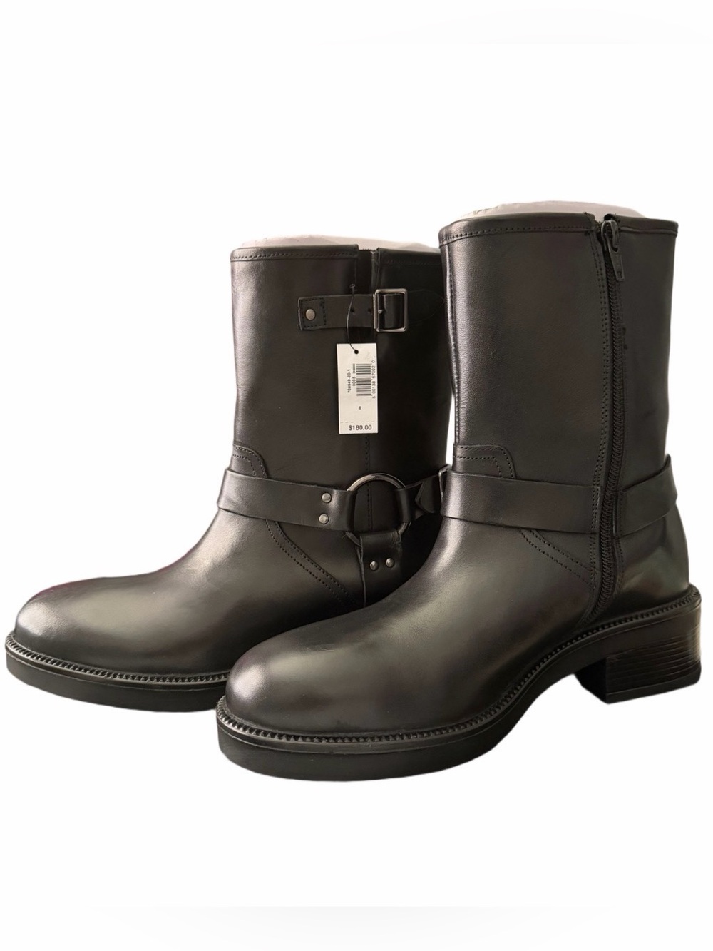 Banana Republic Women’s Leather Calf Moto Mid-Calf Buckle Harness Boots Size 8 - Picture 6 of 11